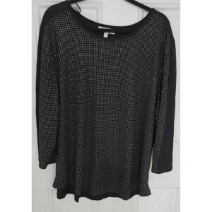 STEM & VINE Color Black Studded Top Long Sleeve Top. Size 3X. NEW.